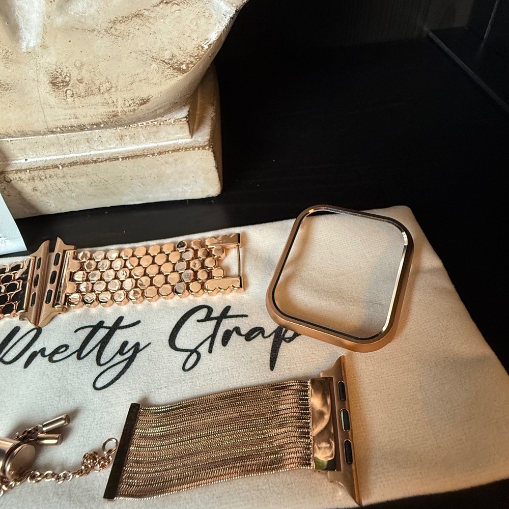 My Pretty Strap Rose Gold Apple Watch Band Set 42/44/45/46/49mm Jewelry Bracelet - Picture 3 of 3